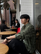 Enter checkered cropped shirt