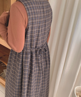 Brownie checkered bustier long skirt sleeveless autumn winter guest look date look 