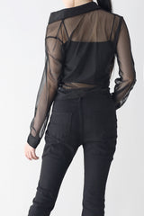 Ribbed crop see-through shirt