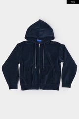 Monaco corduroy hooded zip-up