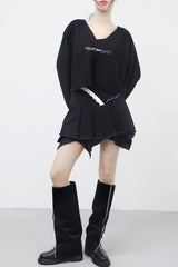 Fabina Wool Two Tone Frill T-Shirt