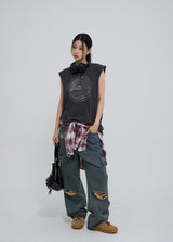 stopper damage cargo wide denim pants