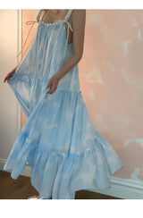 Sky Cloud Cancan Sleeveless Long One Piece