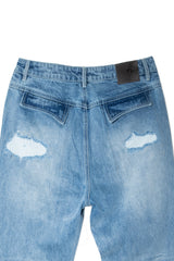 WASHED RAW EDGE DENIM (BLUE)