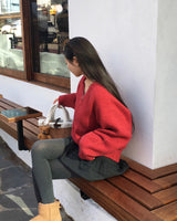 [BELLIDE MADE] キンシャモヘアVネックルーズフィットニット