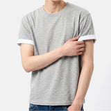 ロールスリーブクロップド半袖Tシャツ メランジ