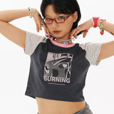 GIRLラグランクロップtシャツ