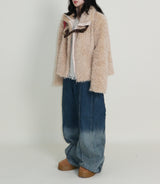 レイチェル 2ベルトディテールショート丈ファージャケット (Lining Quilted)