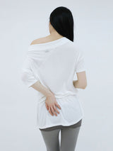 DRAPE BAND OFF SHOULDER TOP(IVORY)