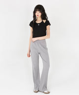 KNIT BOOTSCUT BANDING PANTS [2color]