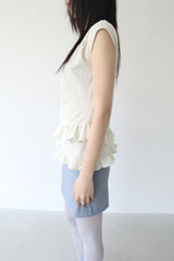 DOUBLE RUFFLE SLEEVELESS (IVORY)