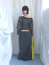 フェミニンフラットネックロングTシャツ