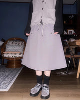 (3color) Flap Two-Pocket Flare Ribbed Skirt