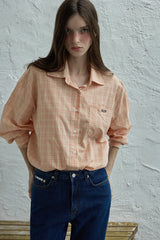 Peeky check shirt_peach