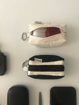 Clam ミニキーリングラウンドポーチ _ キルティングブラック