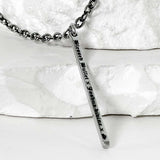 ss-elipse chain lettering line bar necklace_black silver