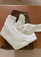 Noiton リブUネックTシャツ