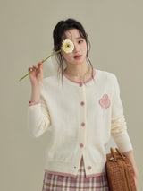 Balletcore Contrast Jacquard Knit Cardigan
