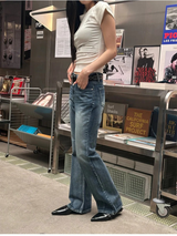 Blue washing boots cut pants