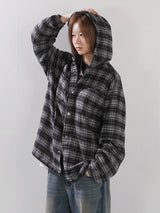 (UNISEX) Brany Flannel Hood Shirt