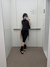 シャーリングスカートレイヤードパンツ