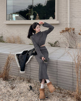 Crop knit & long skirt set