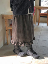 Kalmo Frill Check Banding Midi Skirt