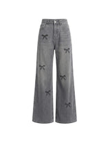 [PRE-FALL] Bella Ribbon Printed Straight Wide Grey Denim