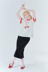 Cherry ringer t-shirt_cream/red