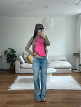 washed low denim