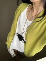 [UNISEX] Vネックオーバーフィットロングスリーブニットカーディガン