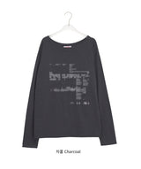 Gauss Loose Fit Printing Off-Shoulder Long Sleeve Tee