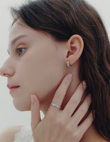 26SS★エッセンス ハート ベゼル テニス ワンタッチピアス