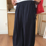 Delulu Waistband Nylon Strap Wide-Leg Long Pants 3 Colors