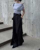Carbon side buckle wrap slacks