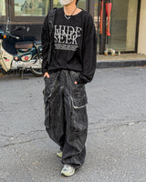 フリンジバルーンカーゴデニムパンツ