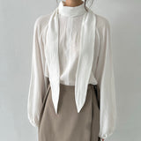 Scarf Collar Blouse -2colors