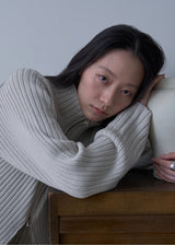 Zen High Neck Cardigan (Ash Cream)