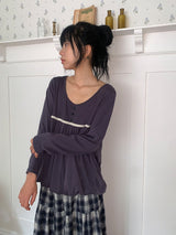 Lumie Check Tiered Banding Long Skirt
