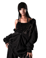 NO STRESS HOTFIX SET HOOD ZIP-UP BLACK