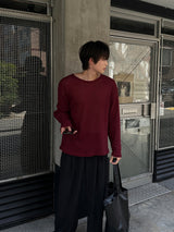 LMN ロエサマーボートネックオーバーサイズニット長袖Tシャツ (4 colors)