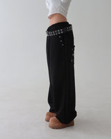 Punching eyelet string wide pants