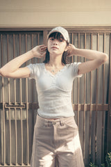 Lace studded top (White)