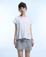 グランジクローレオパードアイレットTシャツ - ホワイト