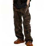 WRINKLE MIXED CAMO CARGO PANTS - BROWN CAMO