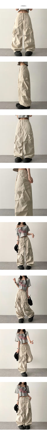 Waist String Parachute Cargo Wide Pants