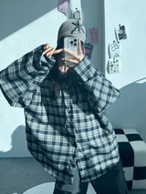 DAILY OVER HOOD SHIRT BLOUSE💚💙❤ - 3 COLORS