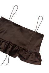 Tie satin blouse_brown