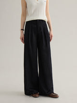 loose-fit high-waisted straight denim pants