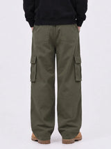 カーゴ ドローストリング ワイド コットン パンツ(khaki)